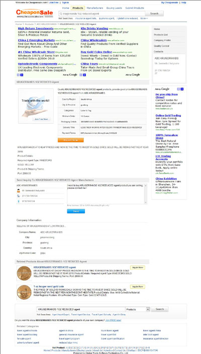 cheaponsale (cheaponsale.com) xinran hu of Beijing China Krugerrands Page